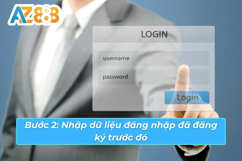 Màn hình đăng nhập AZ888 trên trình duyệt — nhập tên đăng nhập và mật khẩu
